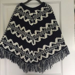 Girls navy and white poncho... get ready for Fall.